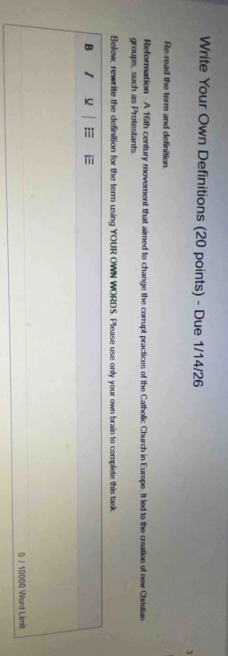 write your own definitions (20 points) - due 1/14/26 re - read the term…