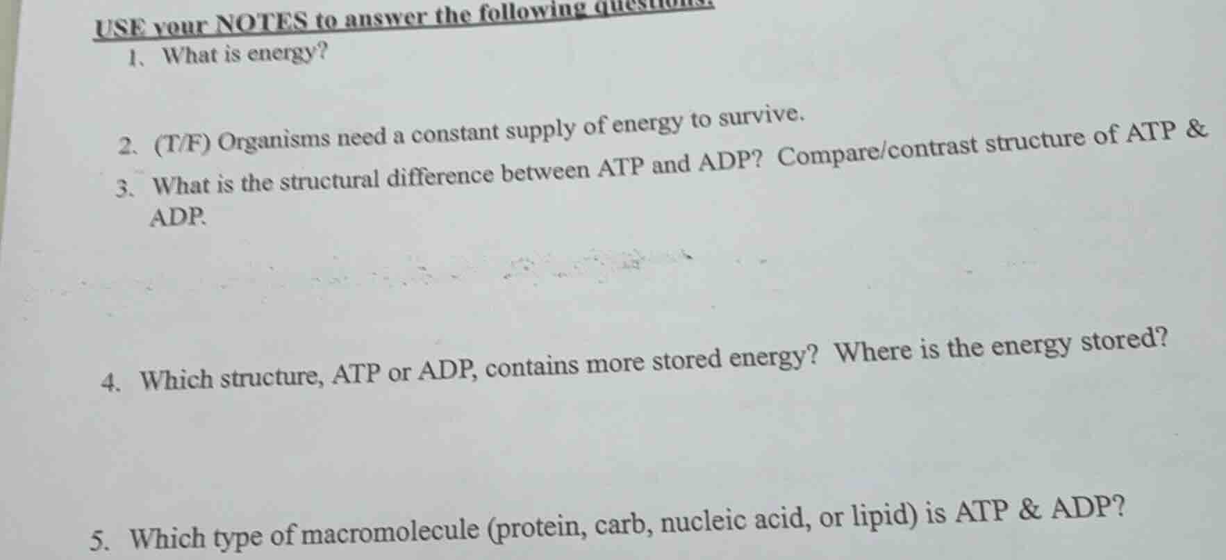 use your notes to answer the following questions. 1. what is energy? 2.…