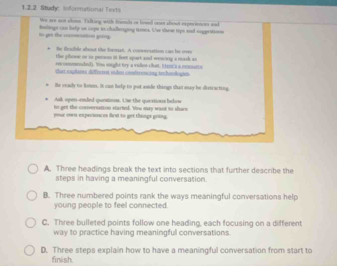 1.2.2 study: informational texts we are not alone. talking with friends…