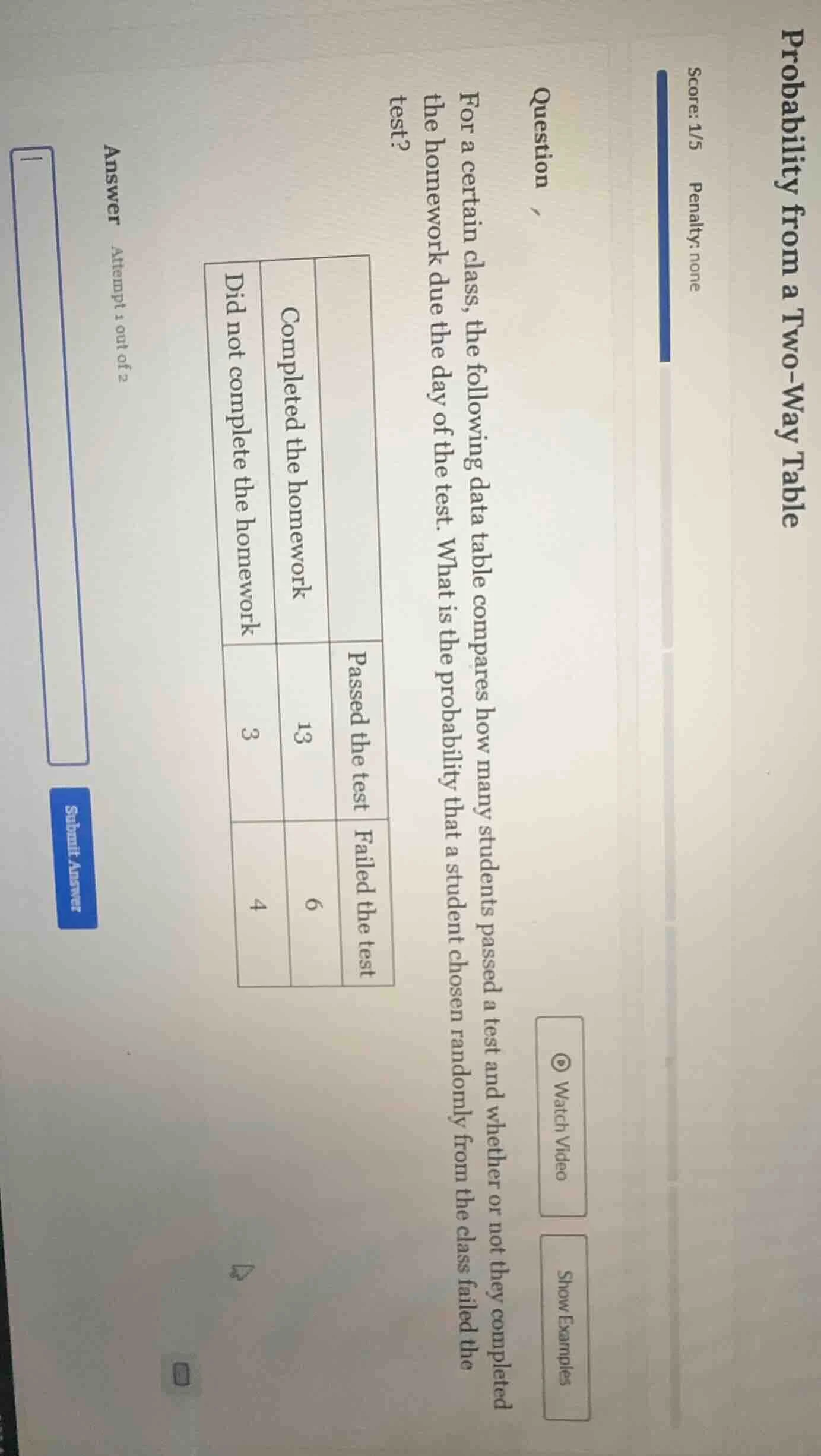probability from a two - way table question for a certain class, the fo…