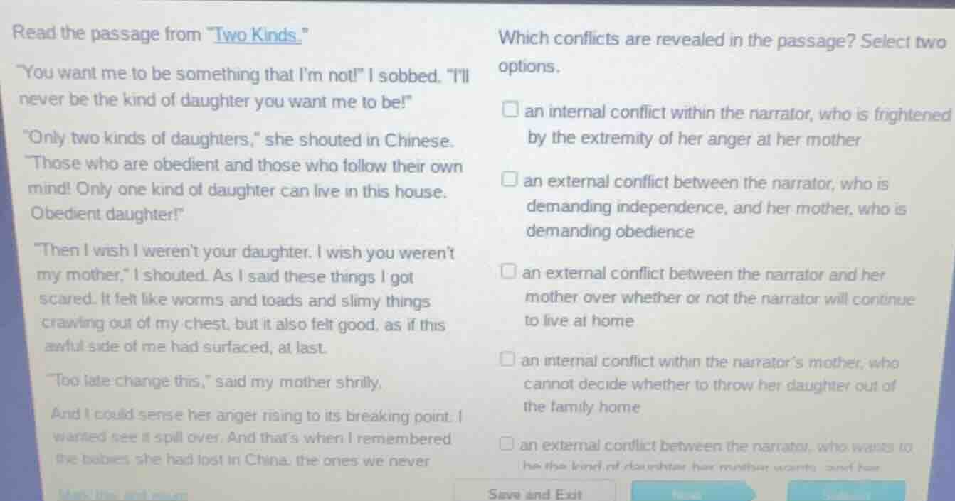 read the passage from two kinds.\you want me to be something that im no…