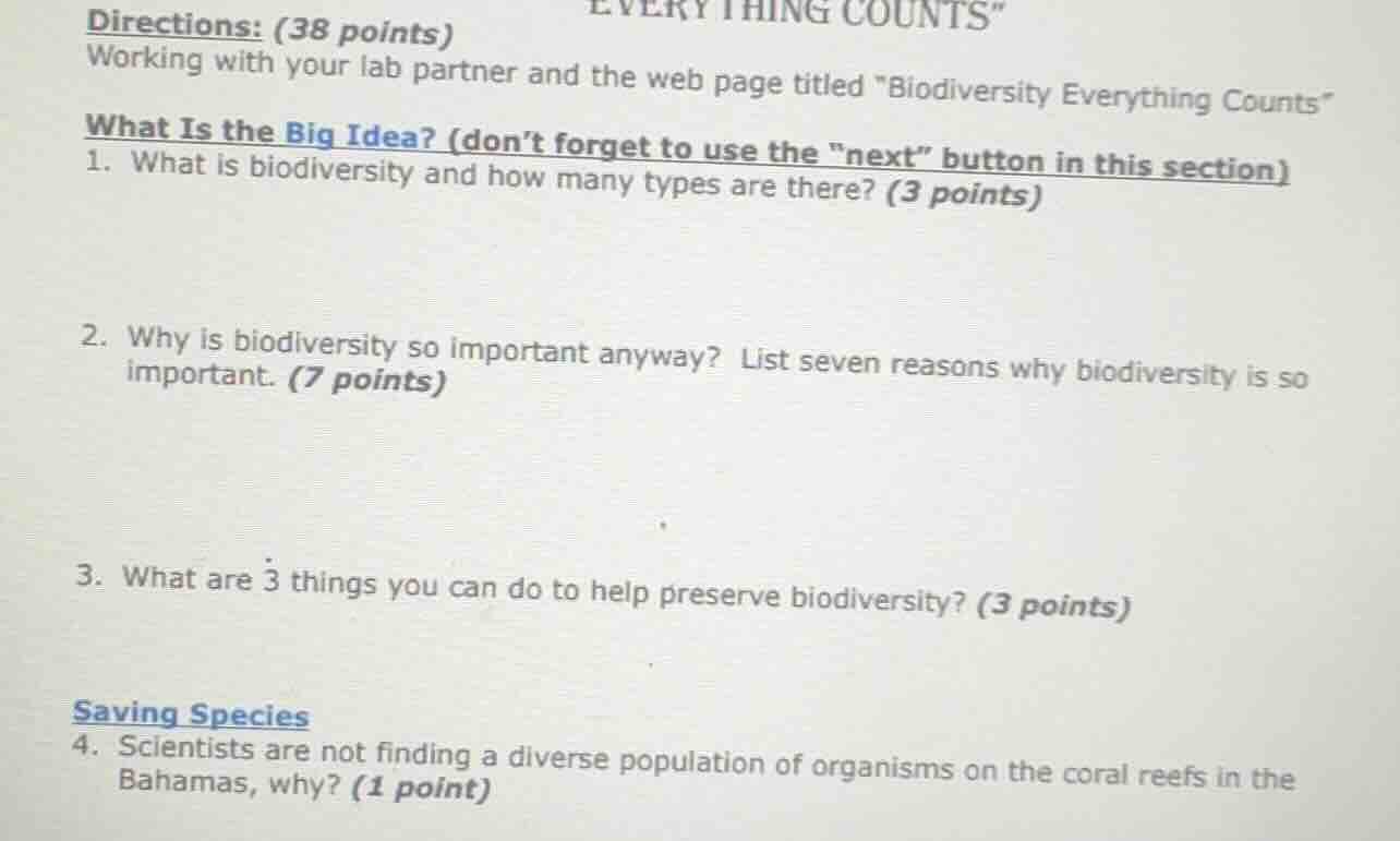 every thing counts directions: (38 points) working with your lab partne…