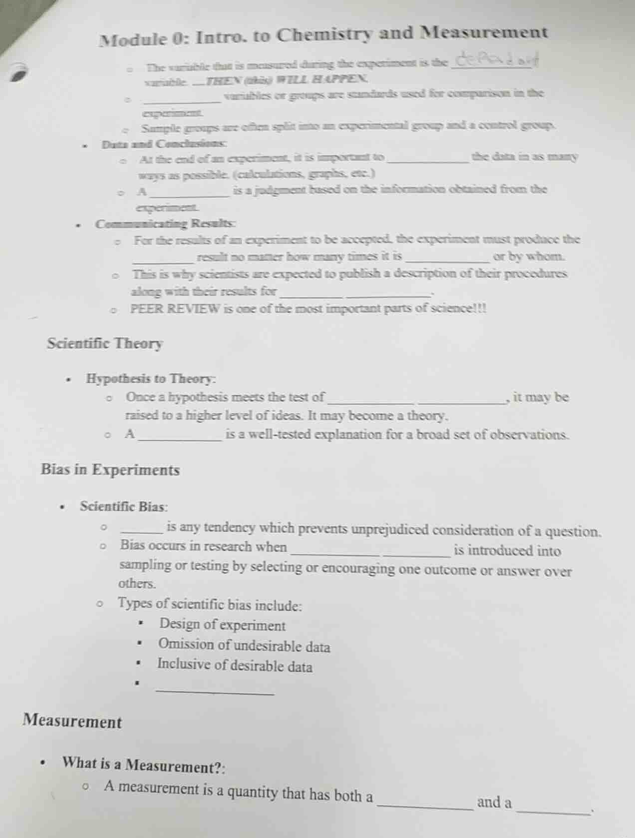 module 0: intro. to chemistry and measurement - the variable that is me…