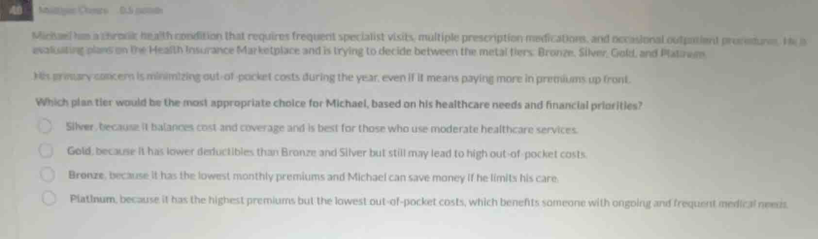 michael has a chronic health condition that requires frequent specialis…