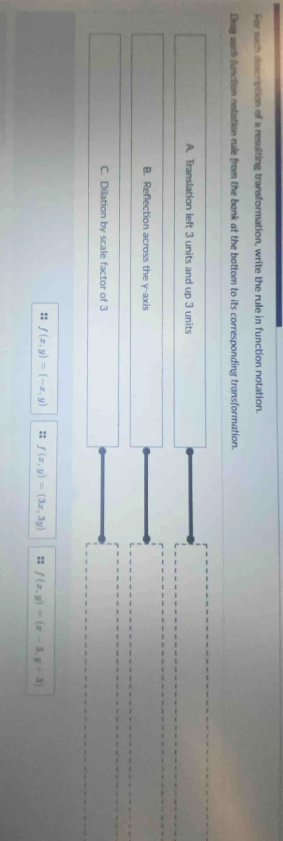 for each description of a resulting transformation, write the rule in f…