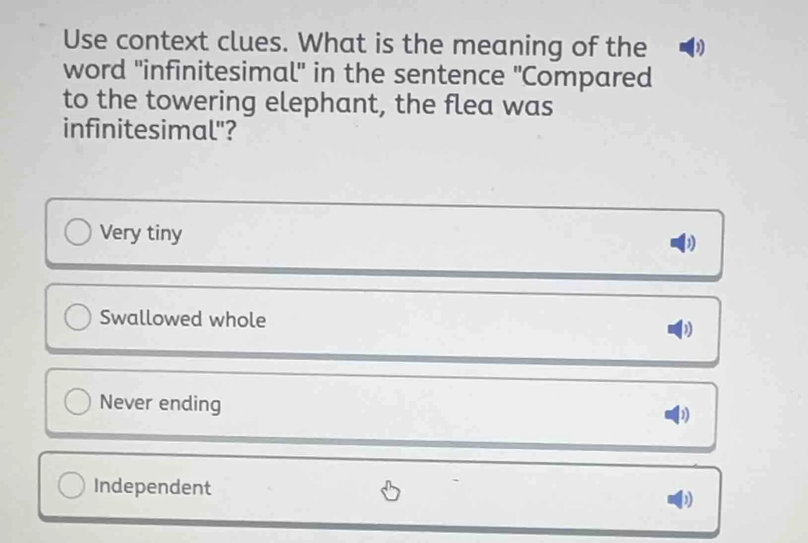 use context clues. what is the meaning of the word \infinitesimal\ in t…