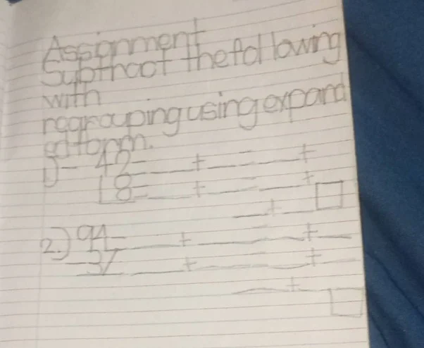 assignment subtract the following with regrouping using expanded form. …