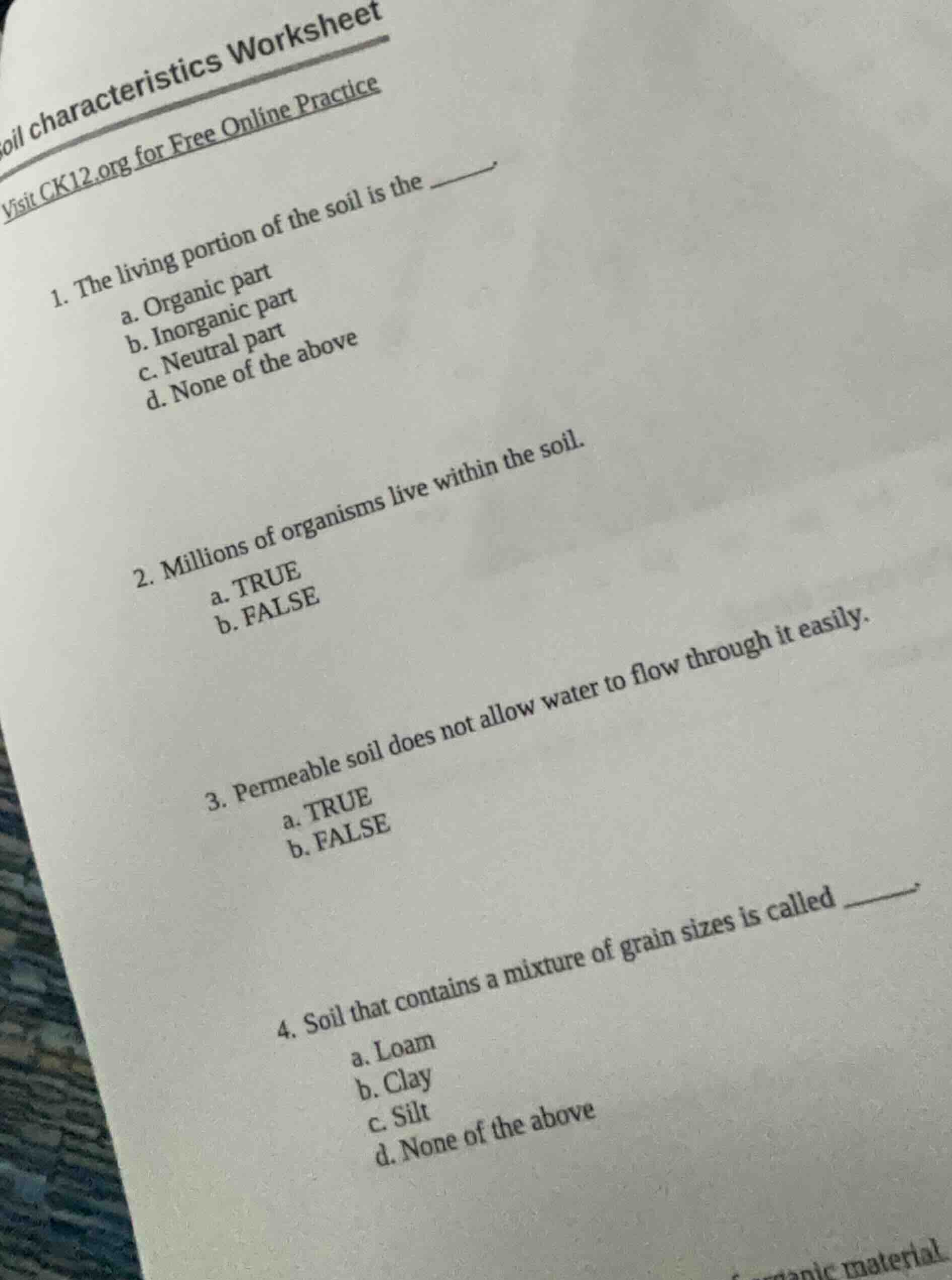 soil characteristics worksheet visit ck12.org for free online practice …