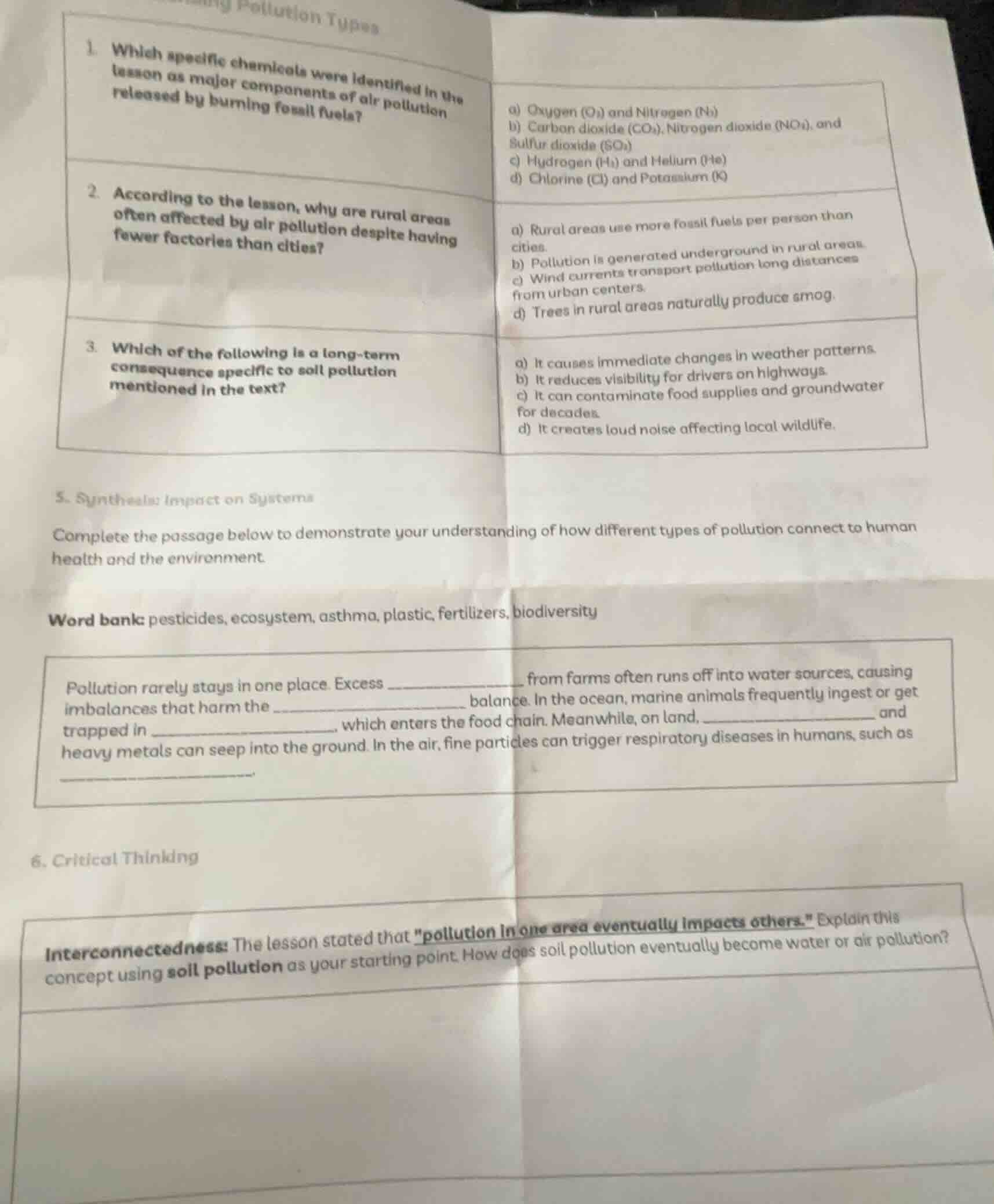 pollution types 1. which specific chemicals were identified in the less…