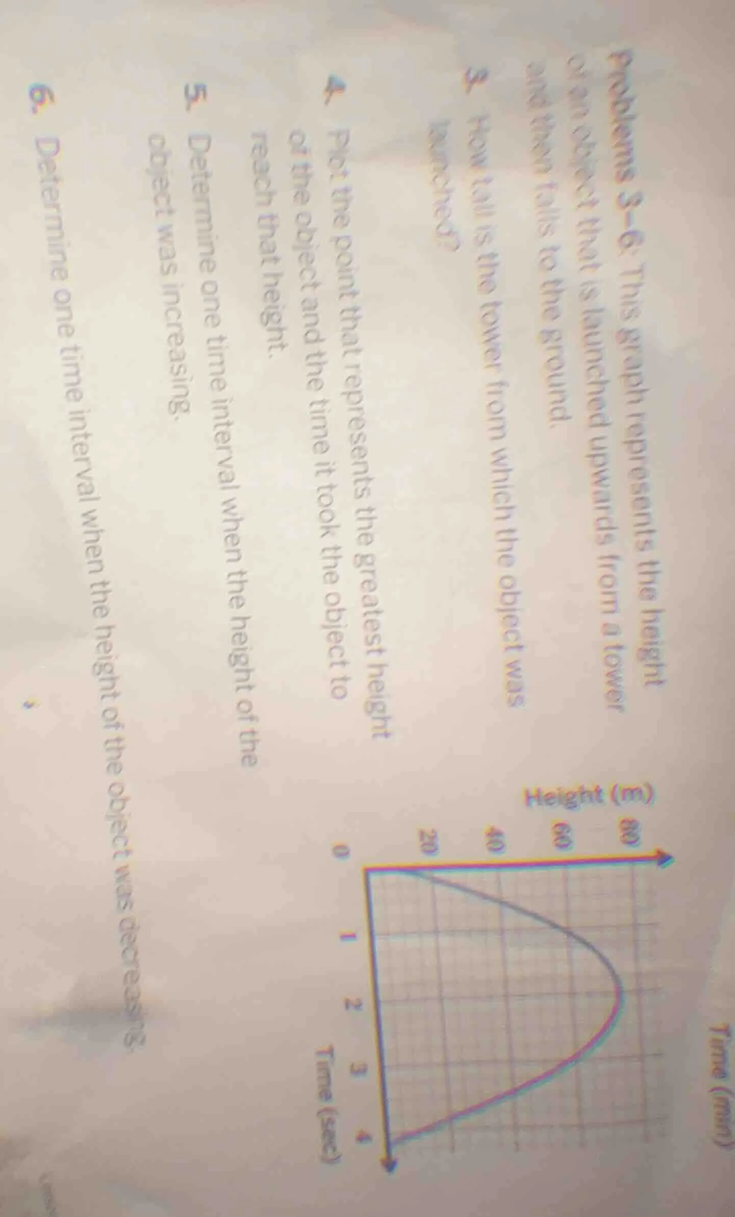 problems 3–6: this graph represents the height of an object that is lau…