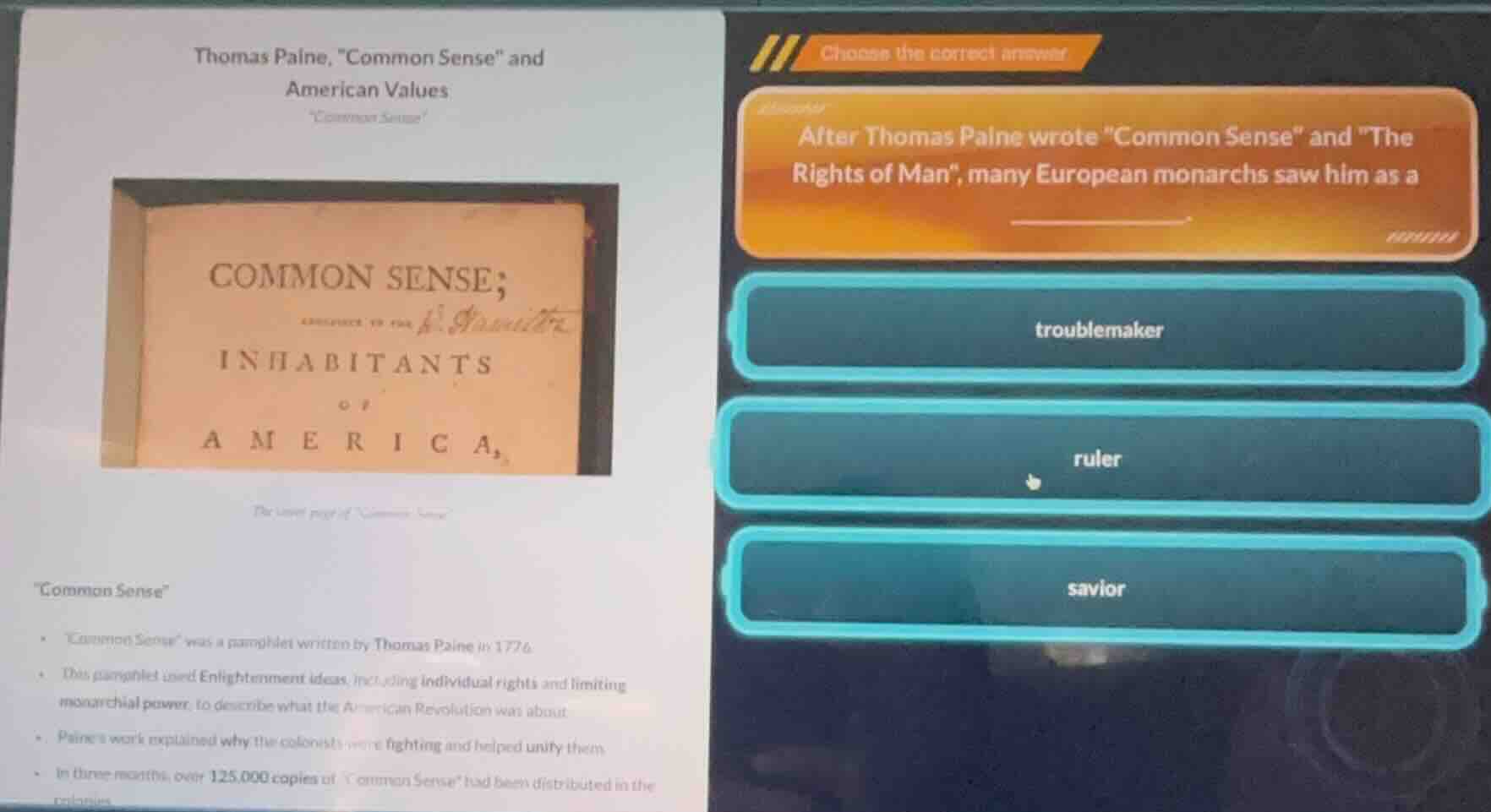 thomas paine, \common sense\ and american values \common sense\ - \comm…