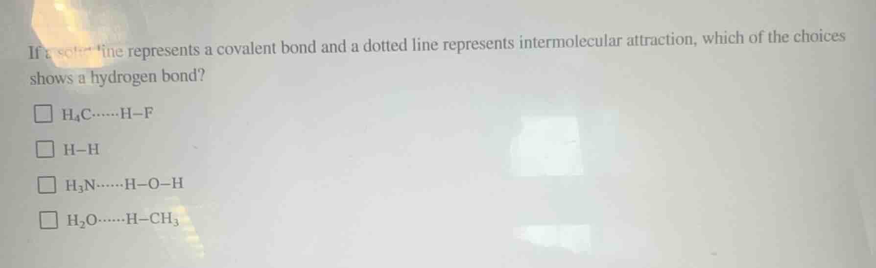 if a solid line represents a covalent bond and a dotted line represents…