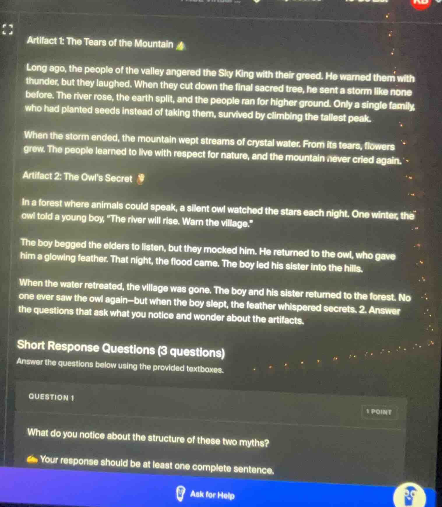 artifact 1: the tears of the mountain long ago, the people of the valle…