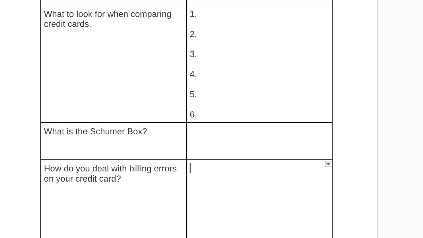 what to look for when comparing credit cards. 1. 2. 3. 4. 5. 6. what is…