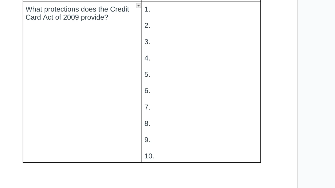 what protections does the credit card act of 2009 provide?