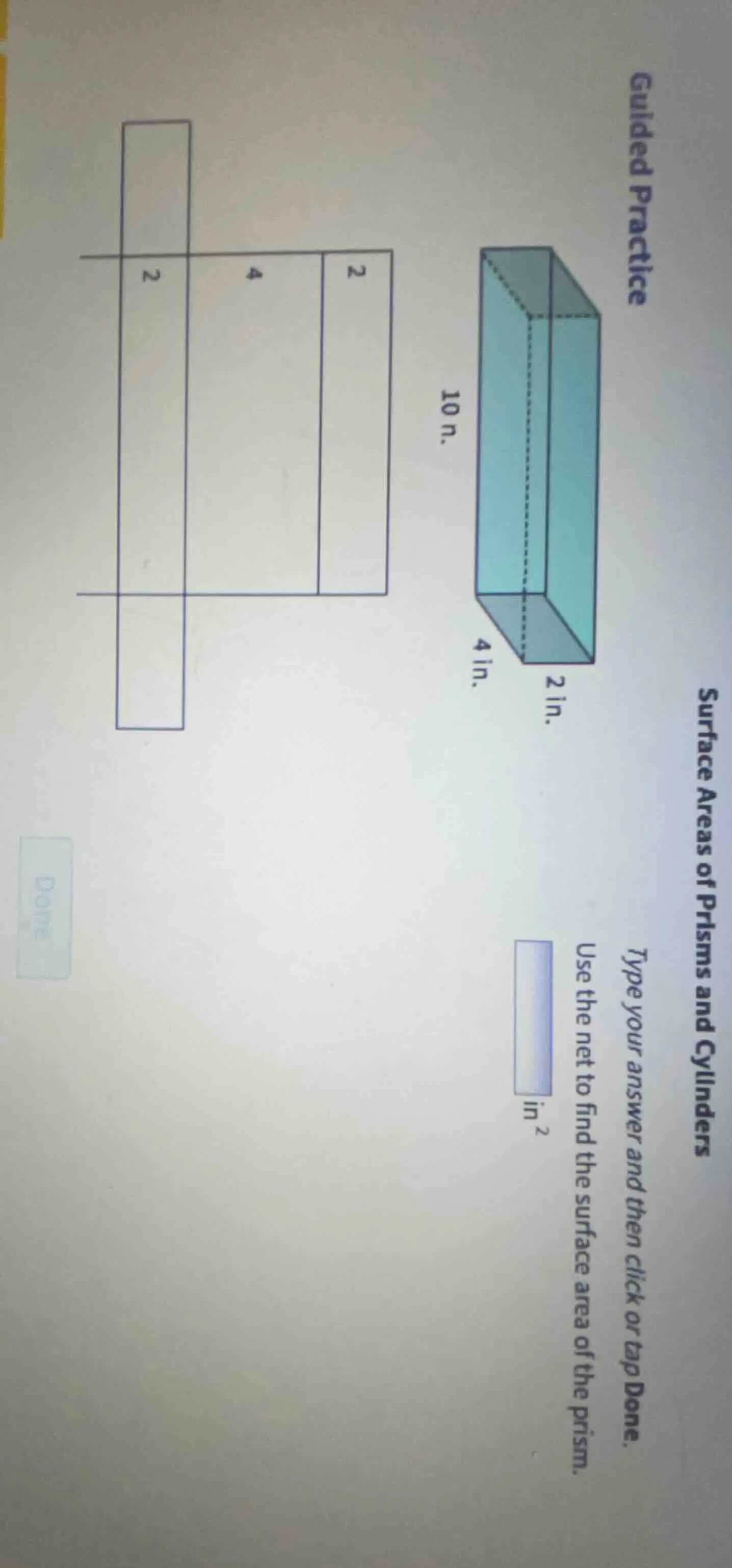 guided practice surface areas of prisms and cylinders type your answer …
