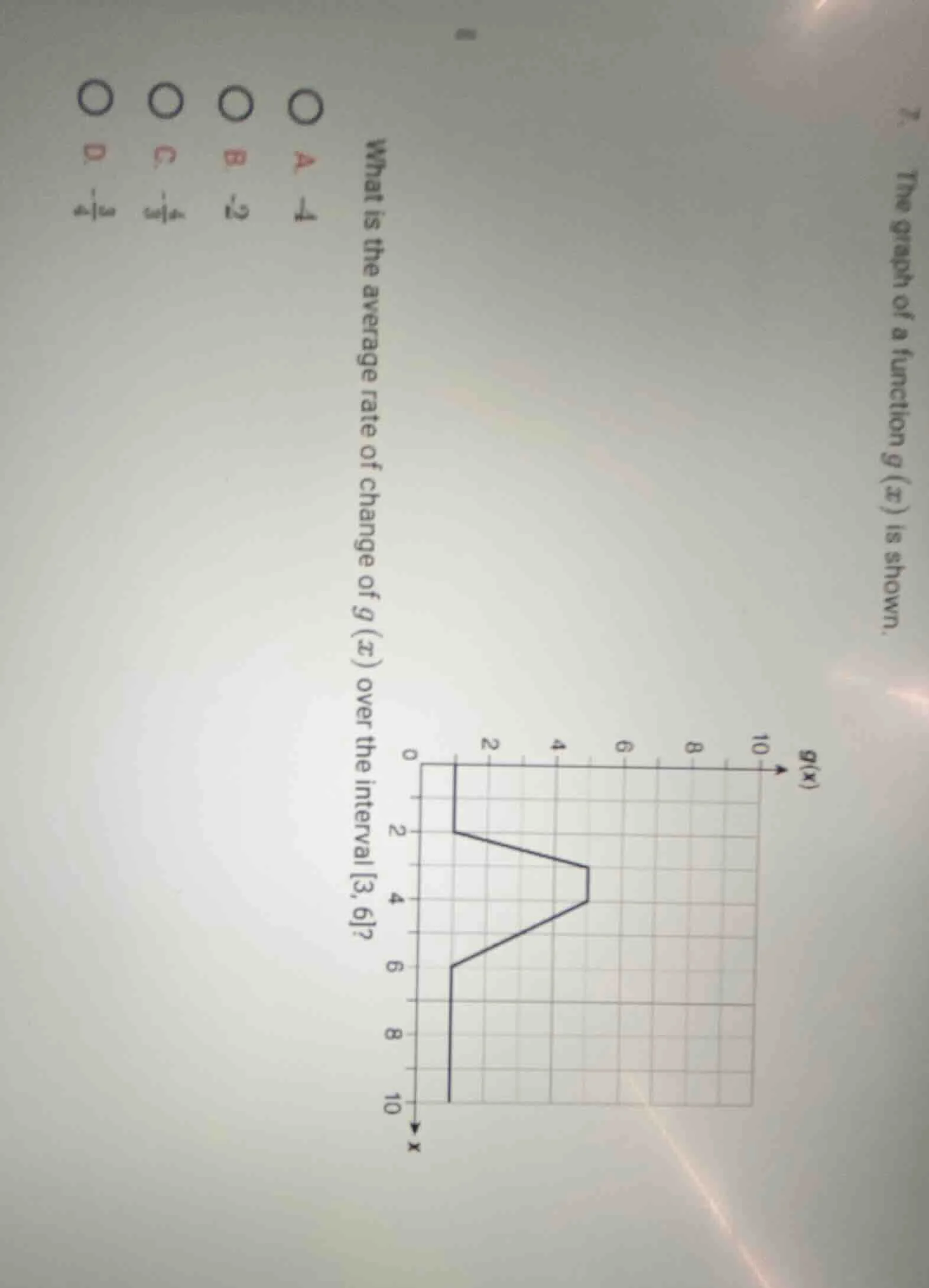 what is the average rate of change of $g(x)$ over the interval $3, 6$? …