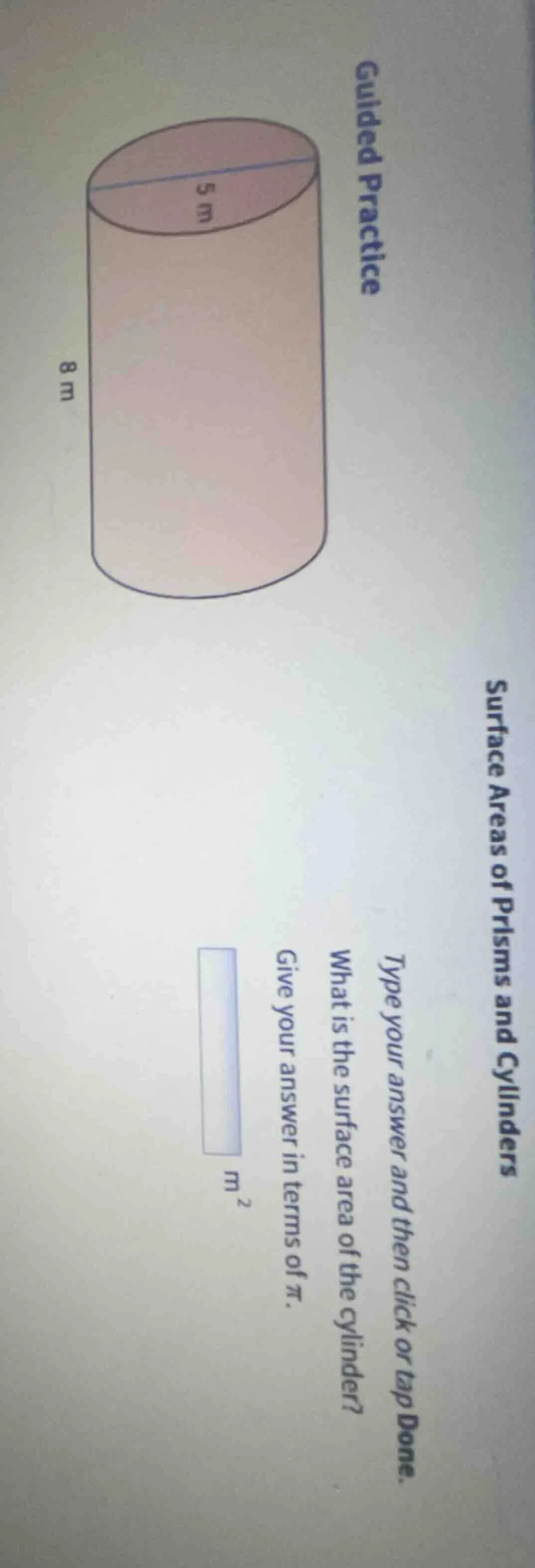 surface areas of prisms and cylinders guided practice what is the surfa…
