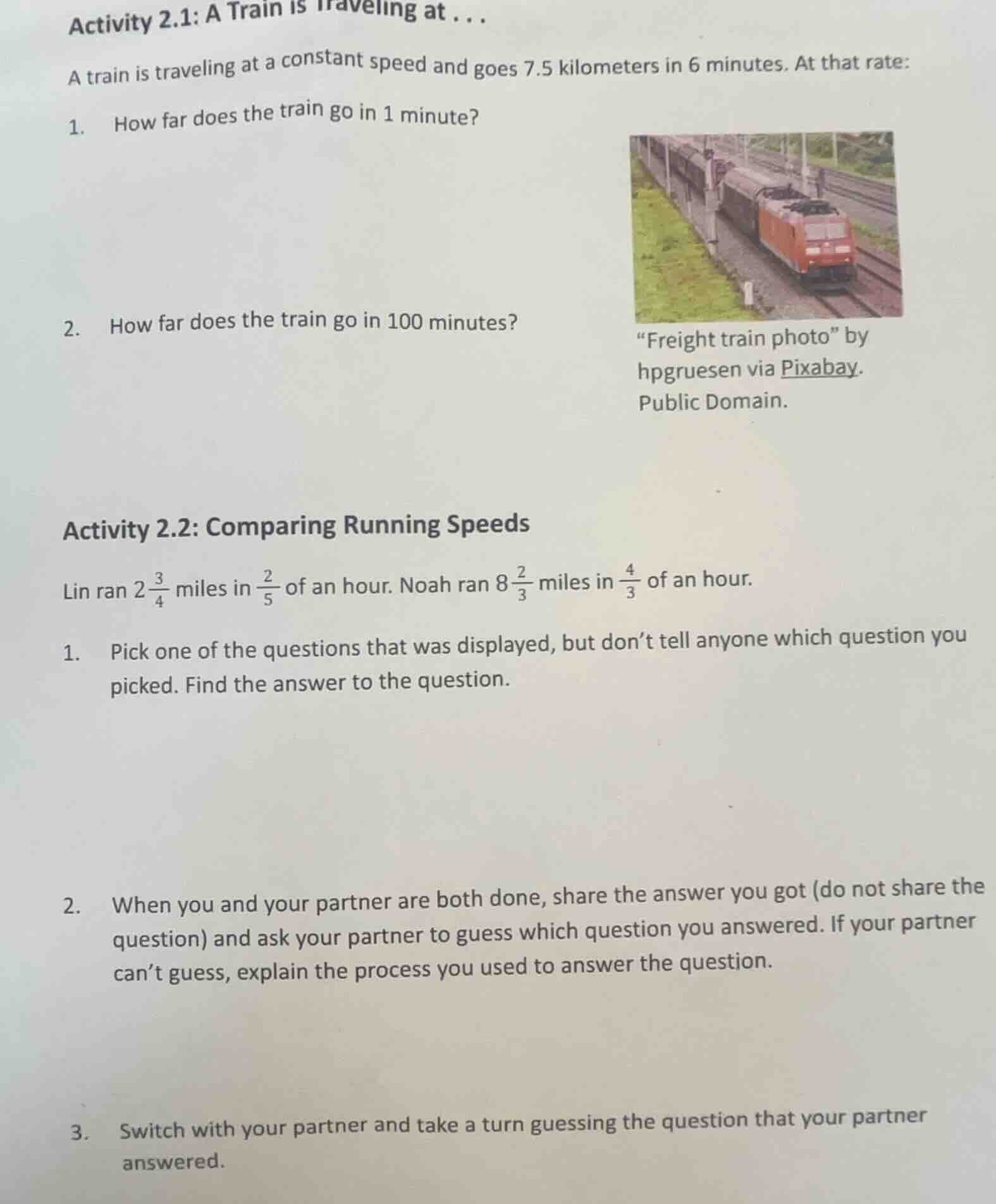 activity 2.1: a train is traveling at... a train is traveling at a cons…