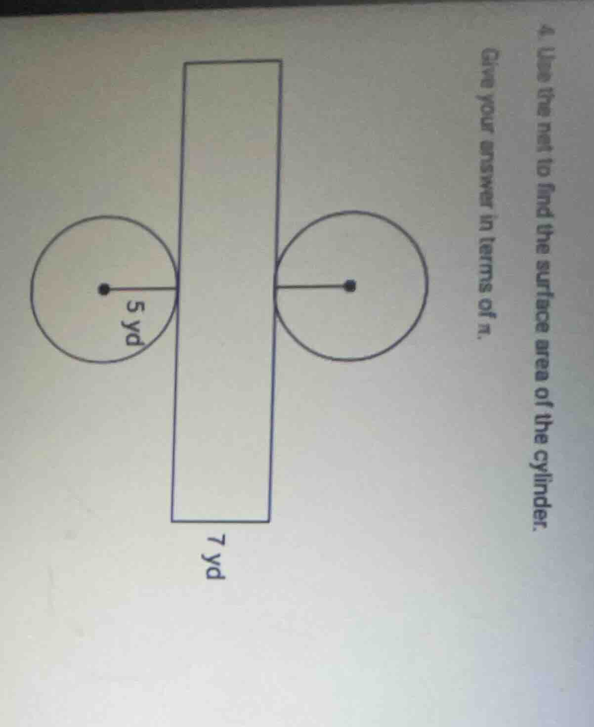 4. use the net to find the surface area of the cylinder. give your answ…