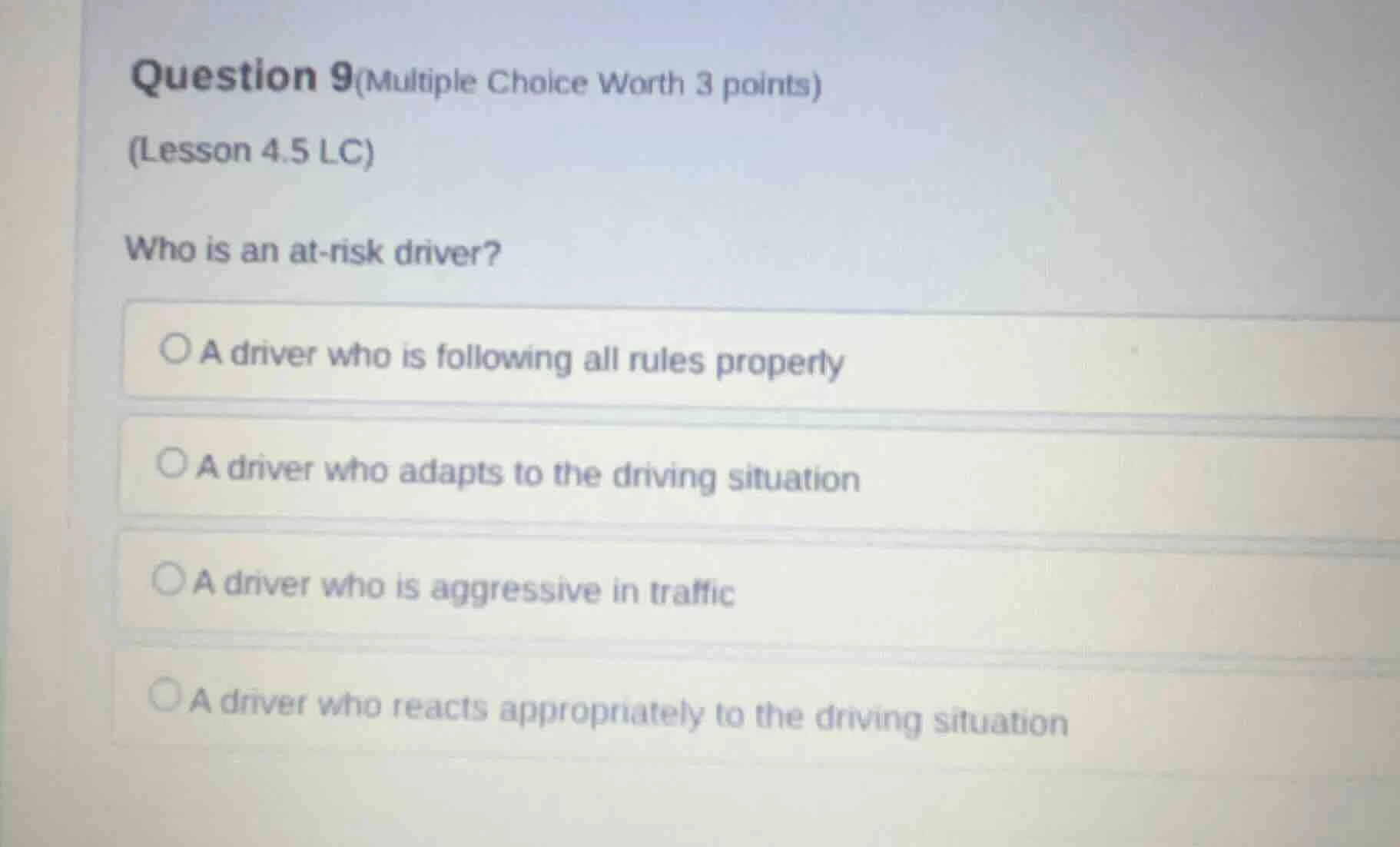 question 9(multiple choice worth 3 points) (lesson 4.5 lc) who is an at…