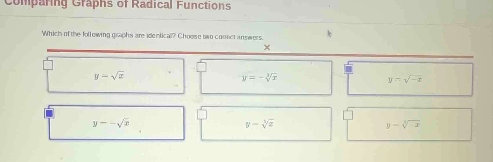 comparing graphs of radical functions which of the following graphs are…
