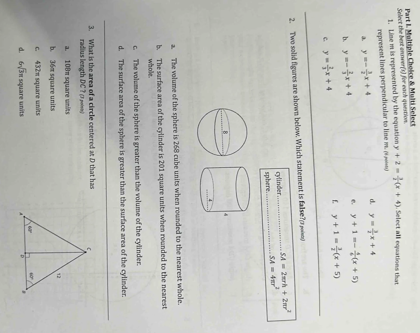 part i. multiple choice & multi select select the best answer(s) for ea…