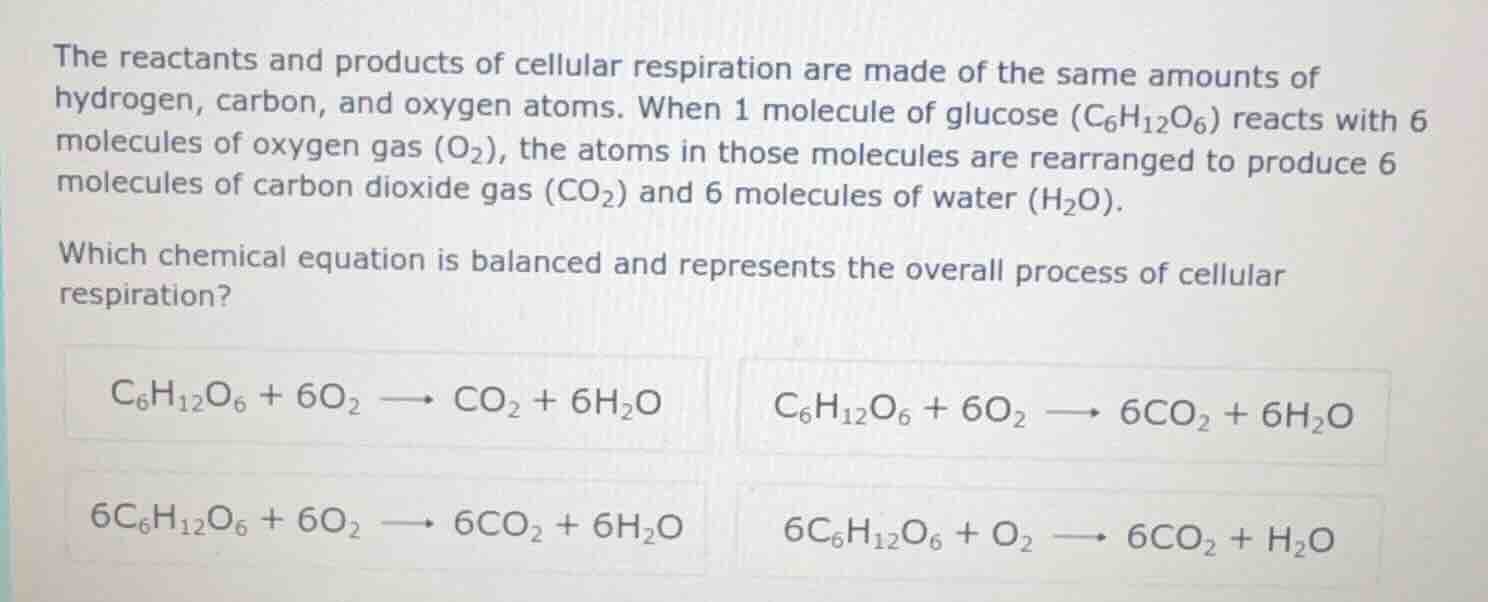 the reactants and products of cellular respiration are made of the same…