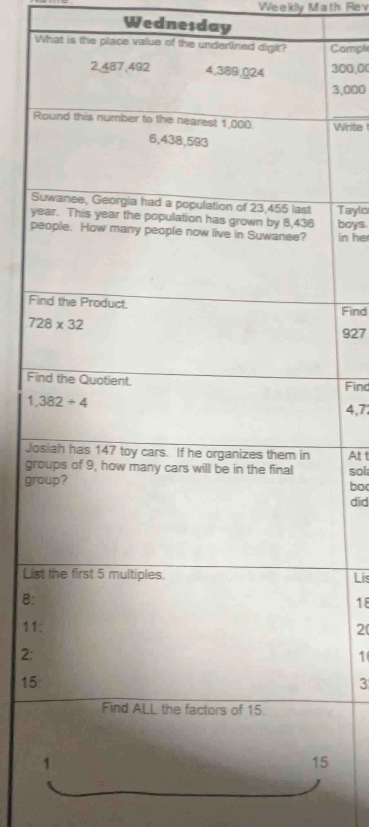 wednesday what is the place value of the underlined digit? 2,487,492 4,…