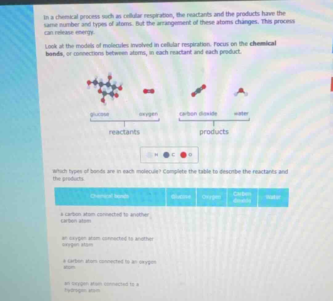 in a chemical process such as cellular respiration, the reactants and t…