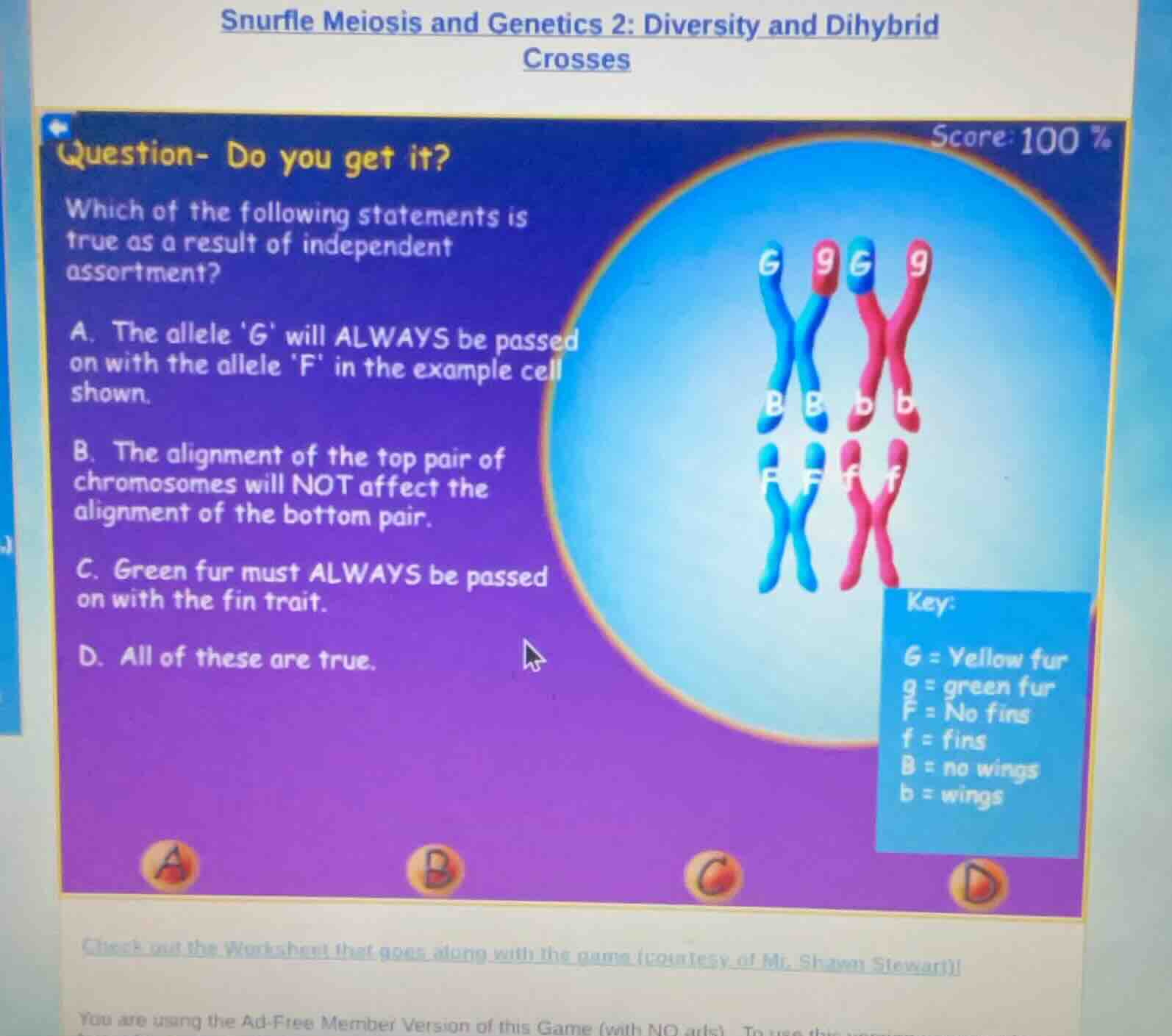 snurfle meiosis and genetics 2: diversity and dihybrid crosses question…
