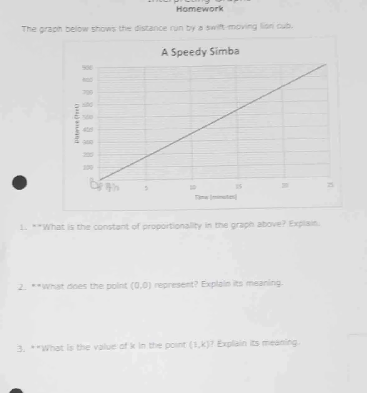 homework the graph below shows the distance run by a swift - moving lio…