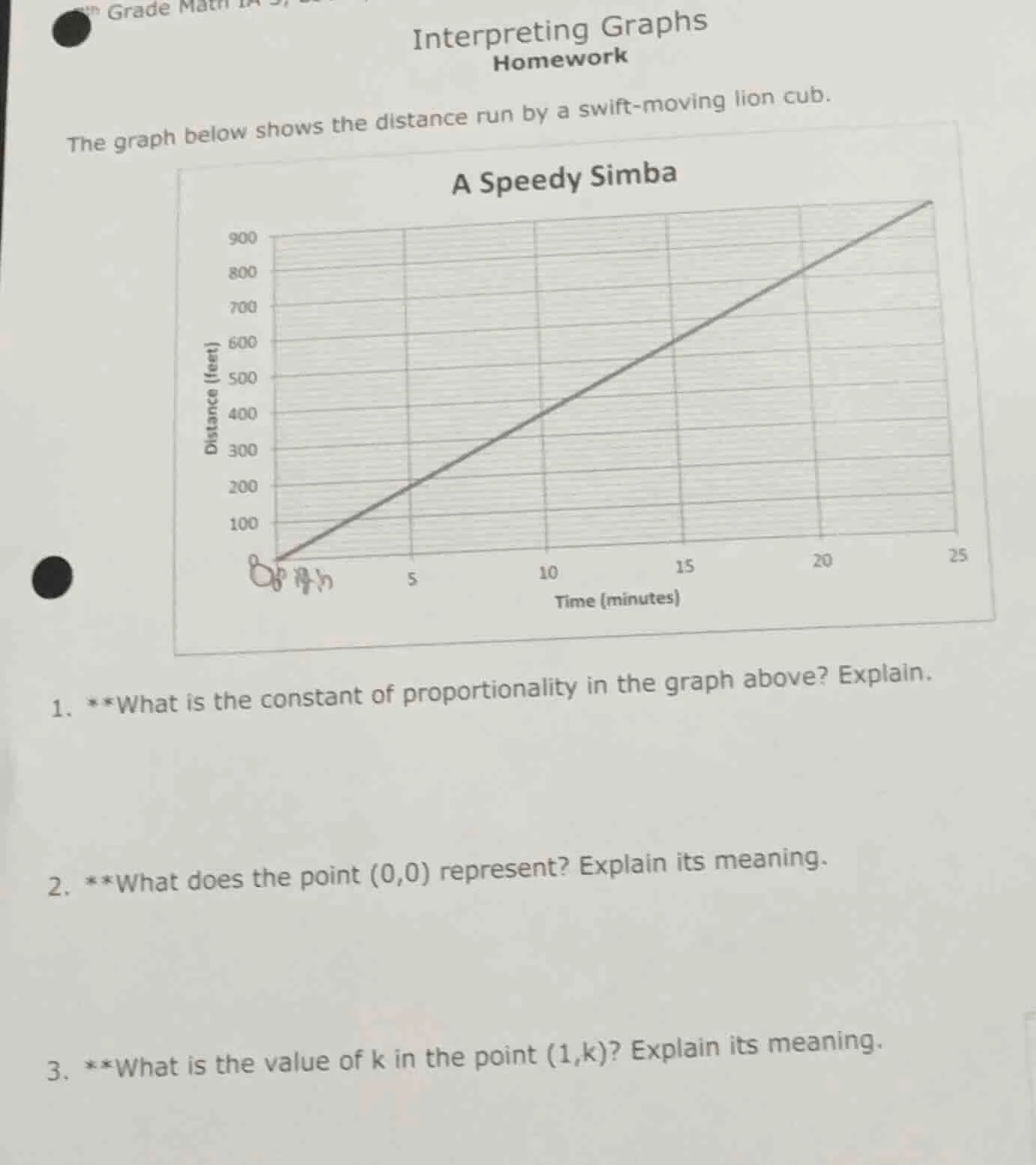 interpreting graphs homework the graph below shows the distance run by …