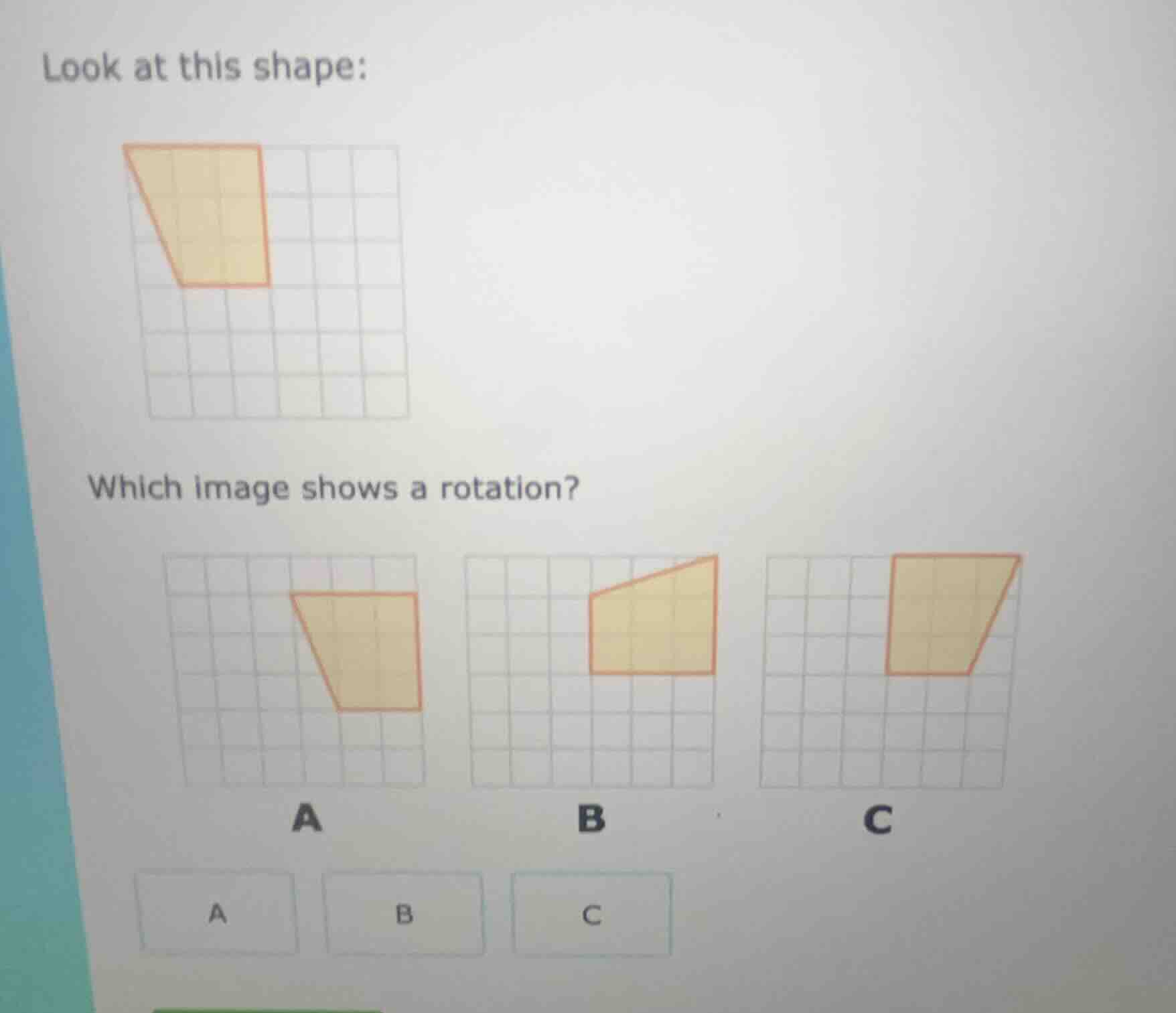 look at this shape: image of a trapezoid - like shape on a grid which i…