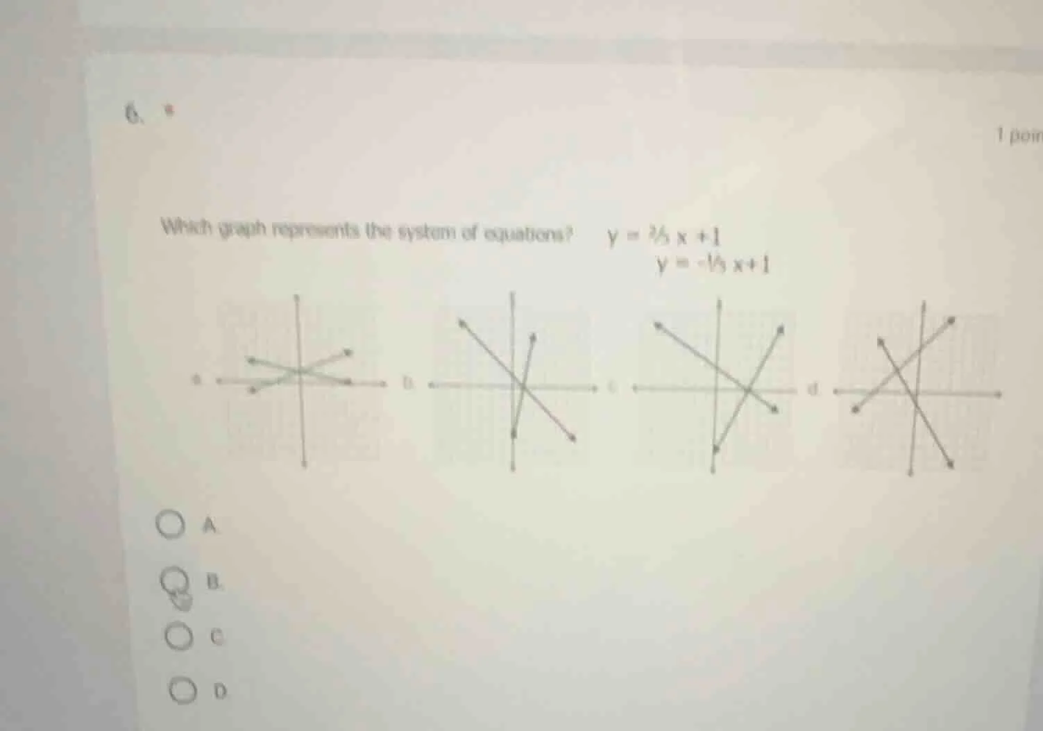 6. * which graph represents the system of equations? ( y = \frac{2}{3}x…