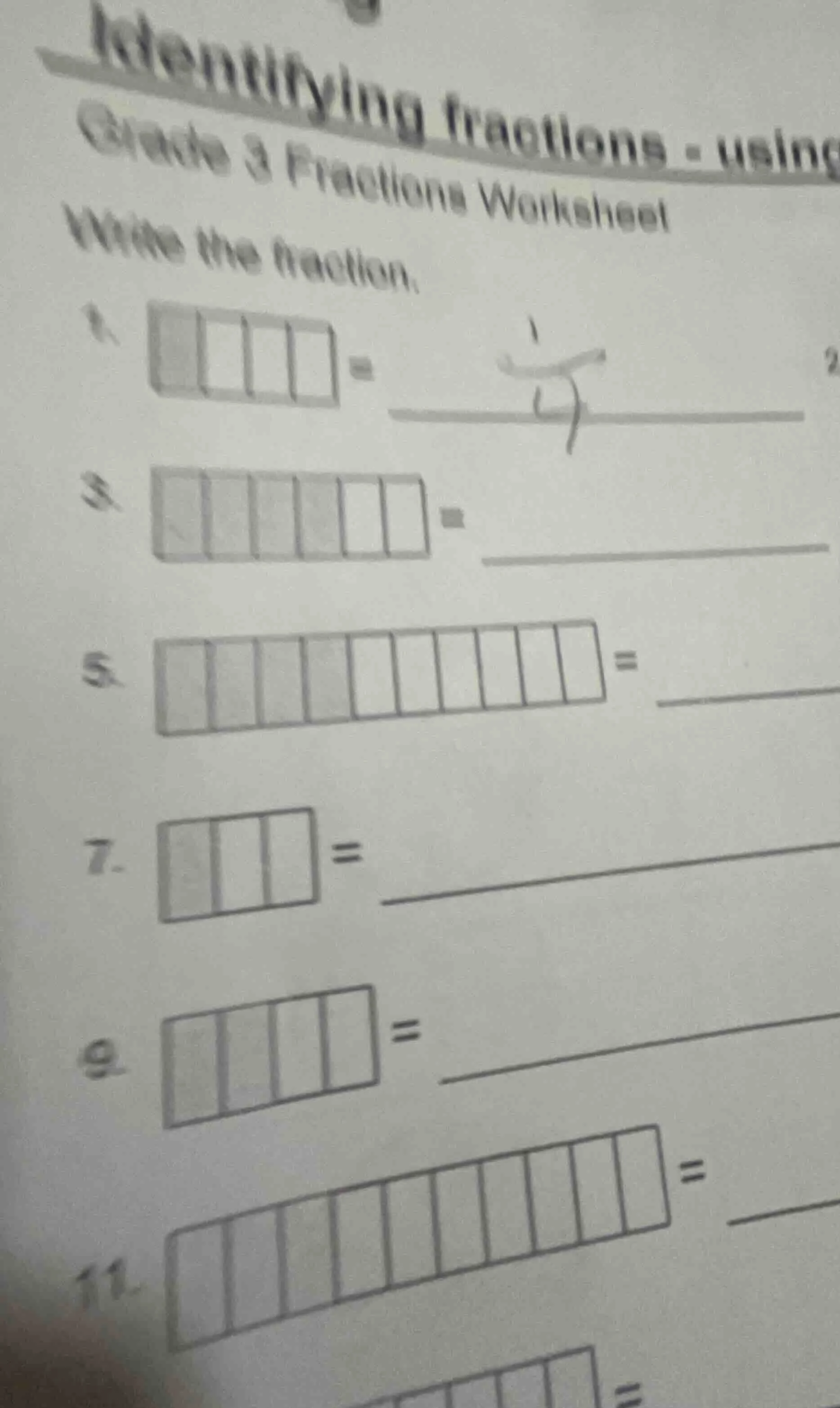 identifying fractions - using grade 3 fractions worksheet write the fra…