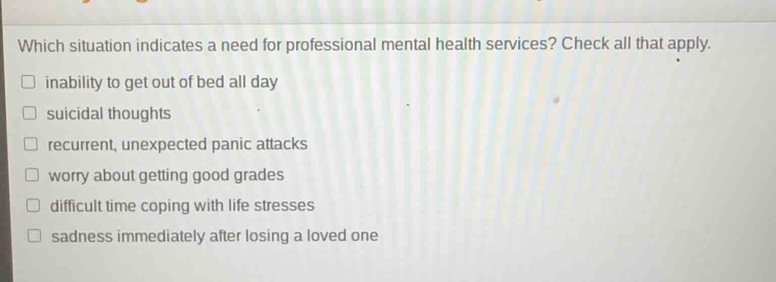 which situation indicates a need for professional mental health service…