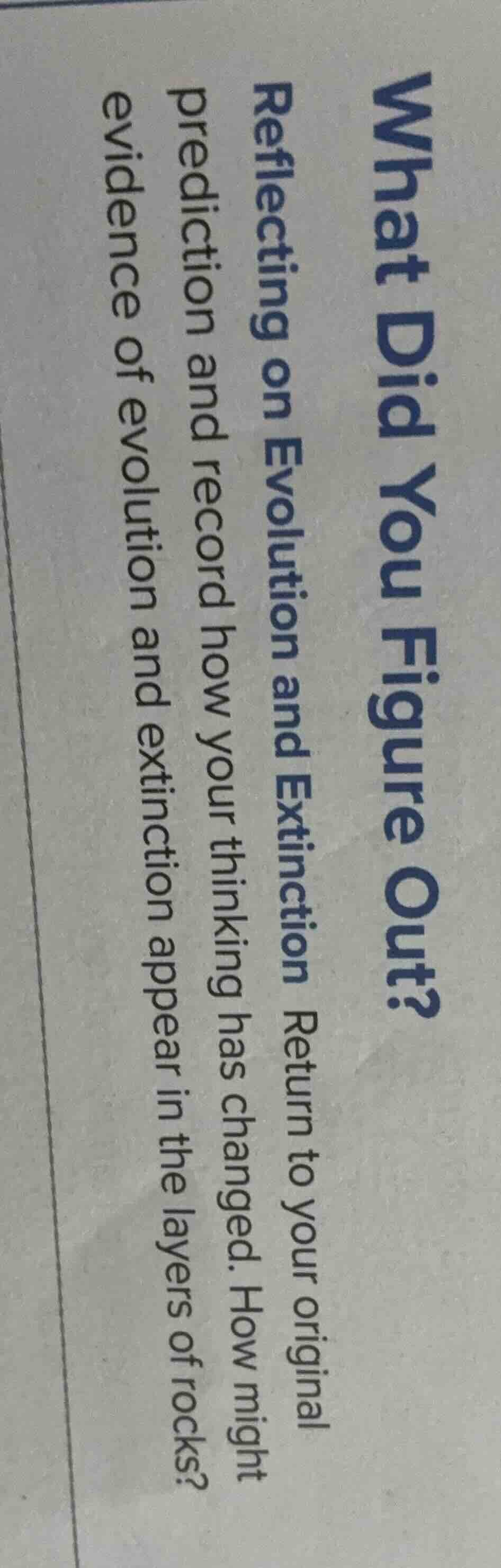 what did you figure out? reflecting on evolution and extinction return …