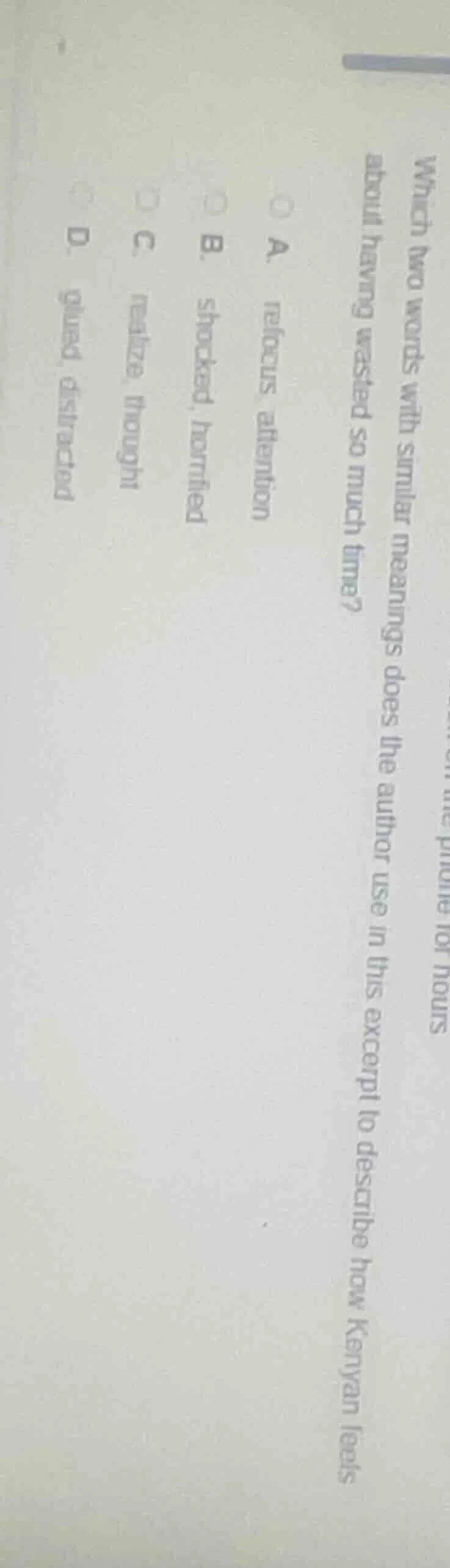 which two words with similar meanings does the author use in this excer…