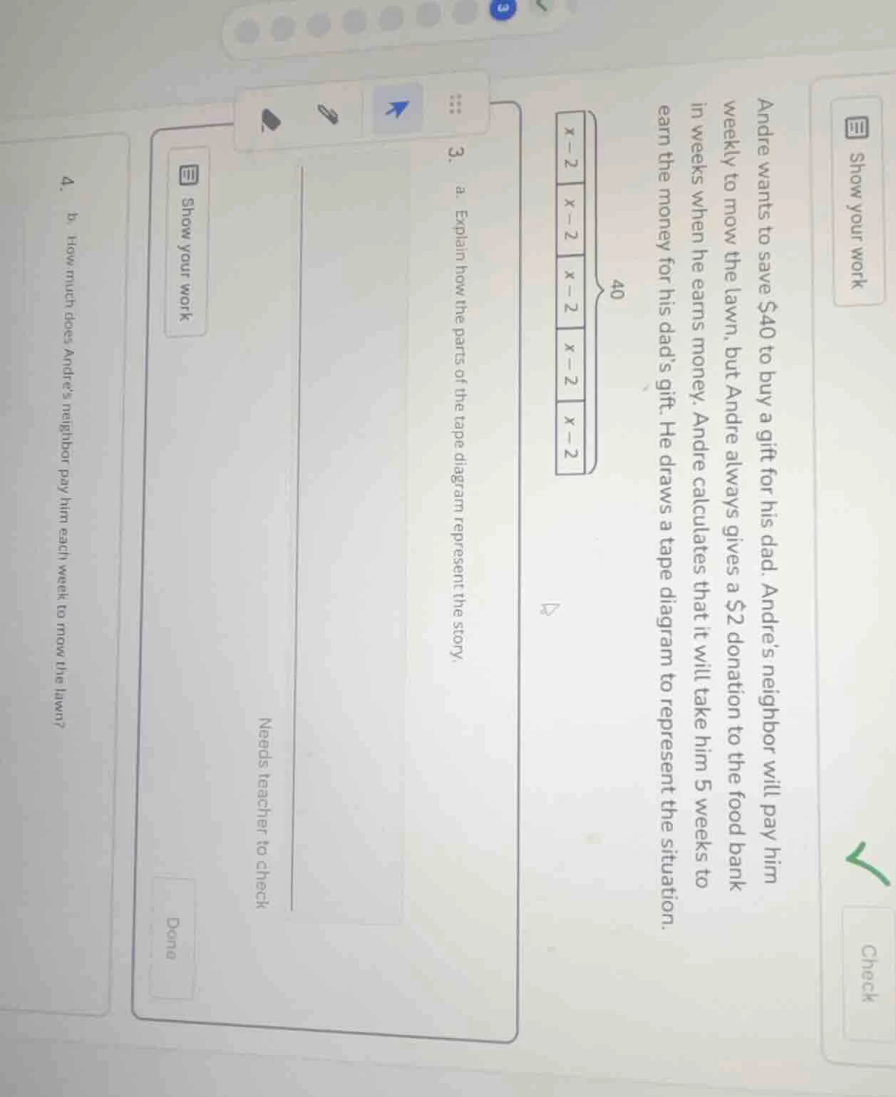 andre wants to save $40 to buy a gift for his dad. andre’s neighbor wil…