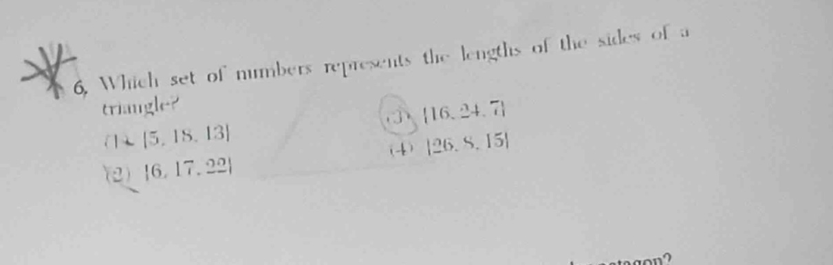 6. which set of numbers represents the lengths of the sides of a triang…