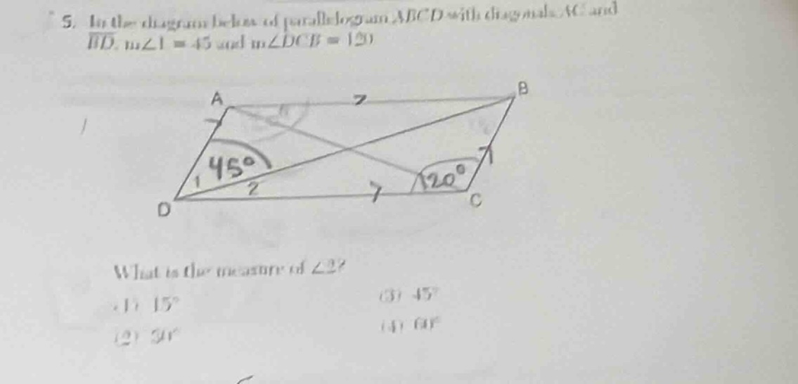 5. in the diagram below of parallelogram abcd with diagonals ac and bd,…