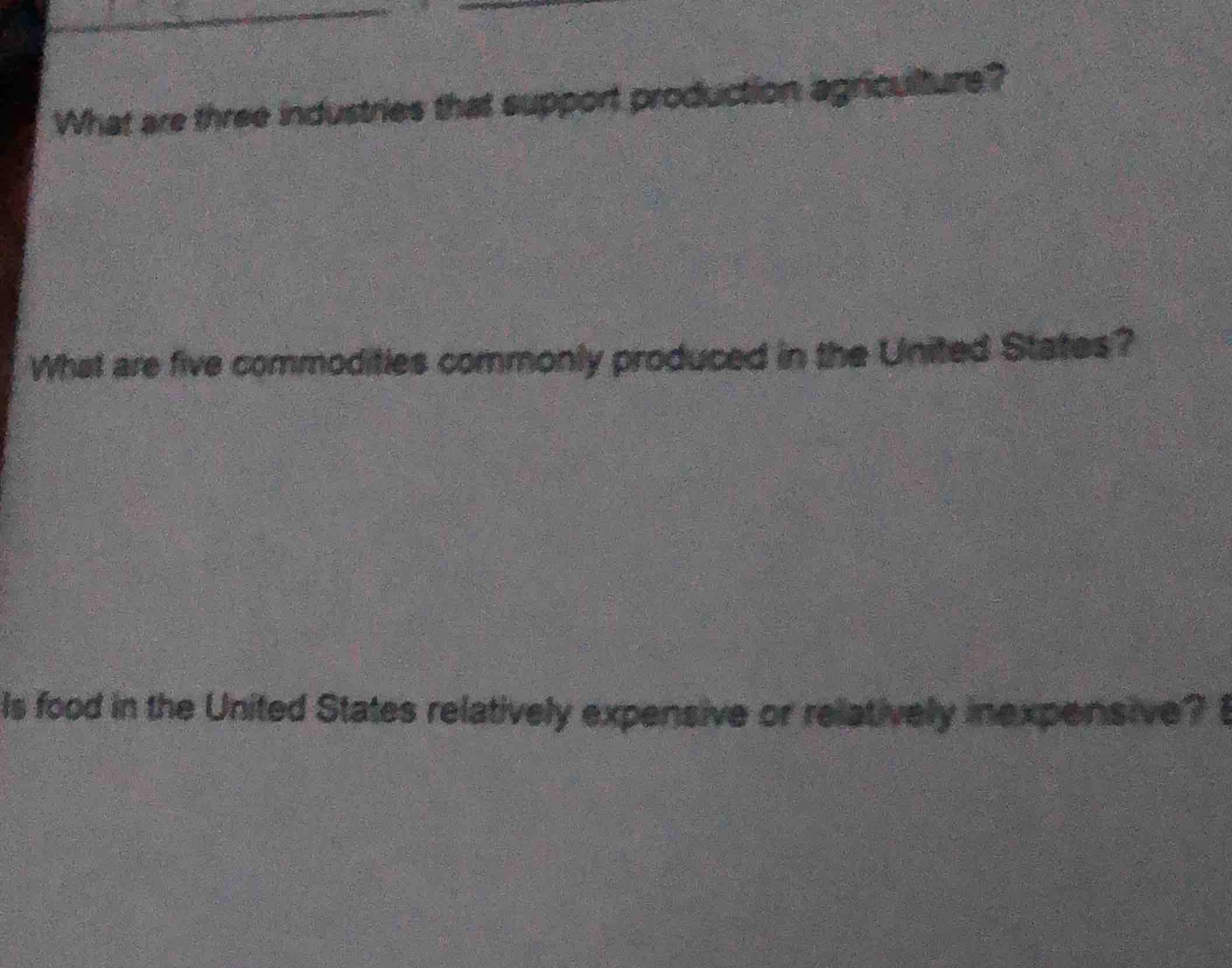 what are three industries that support production agriculture? what are…