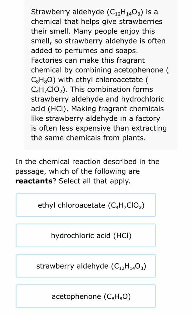 strawberry aldehyde (c₁₂h₁₄o₃) is a chemical that helps give strawberri…