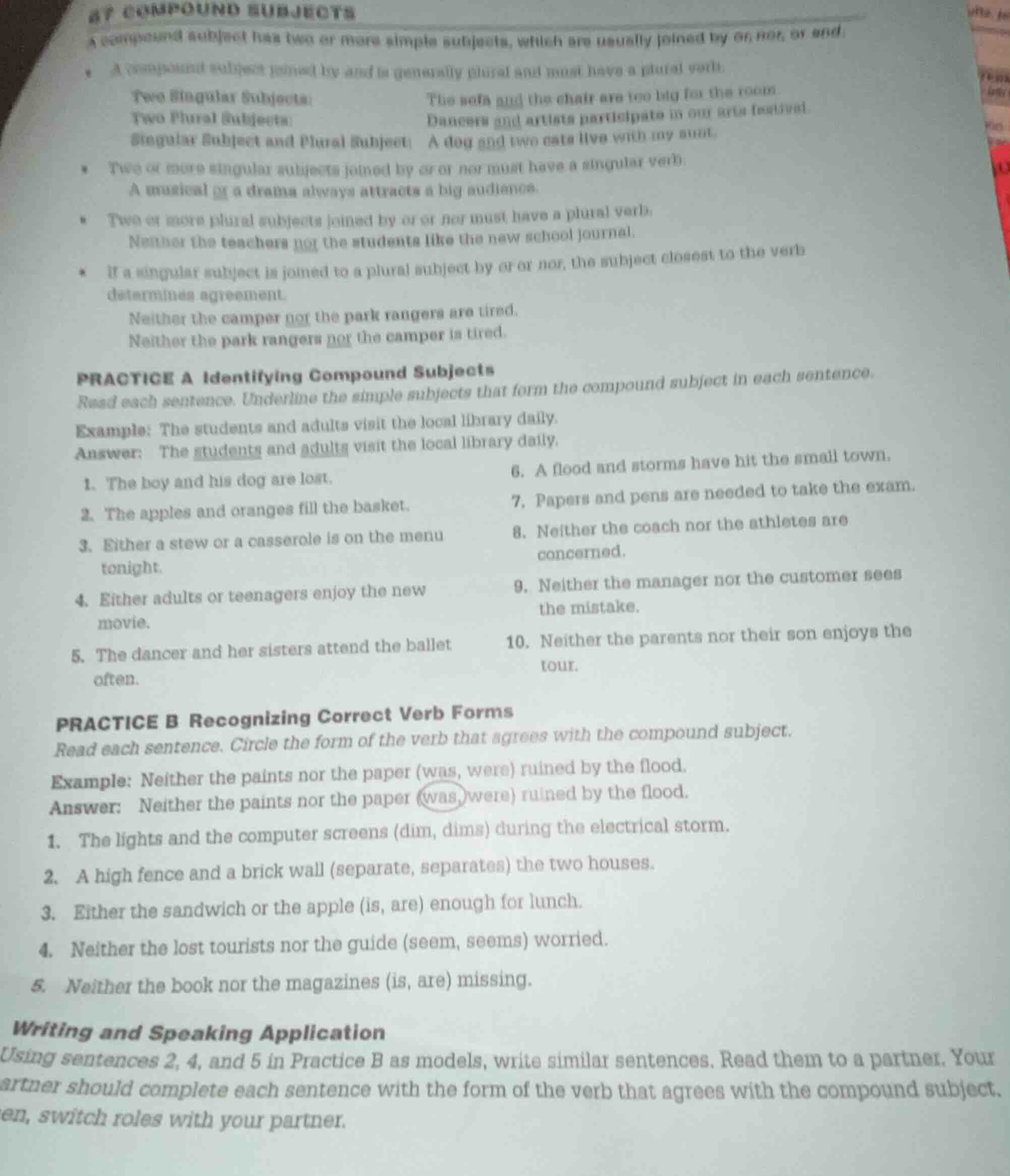 6f compound subjects a compound subject has two or more simple subjects…