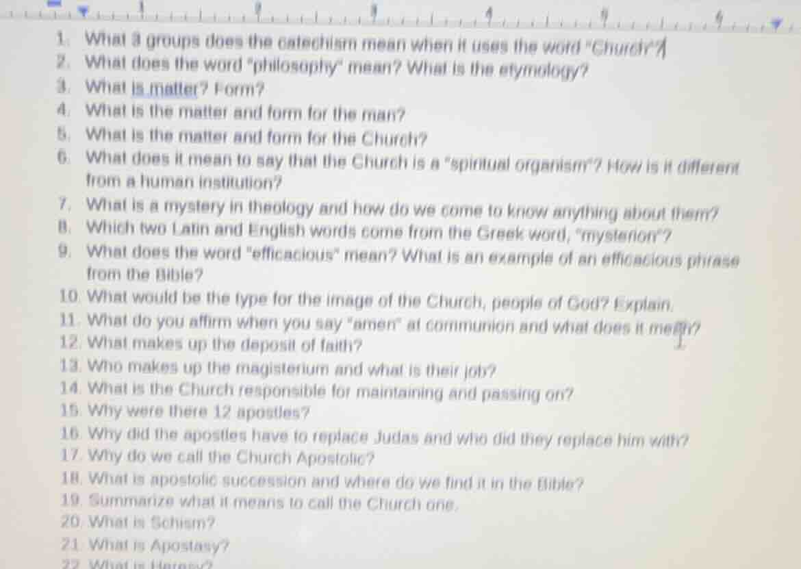 1. what 3 groups does the catechism mean when it uses the word \church\…
