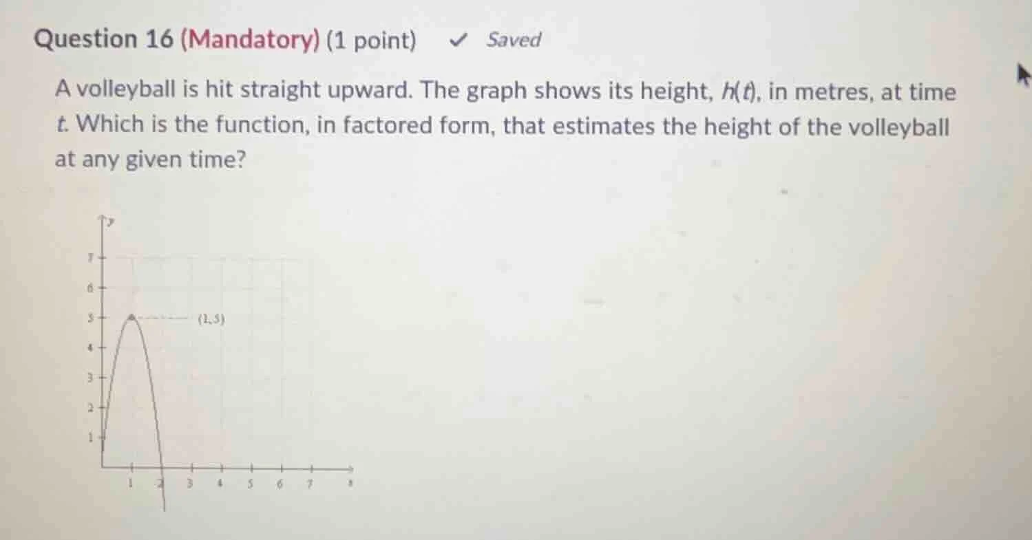 question 16 (mandatory) (1 point) saved a volleyball is hit straight up…