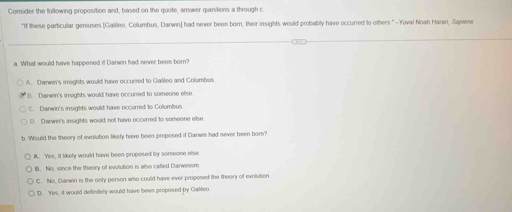 consider the following proposition and, based on the quote, answer ques…