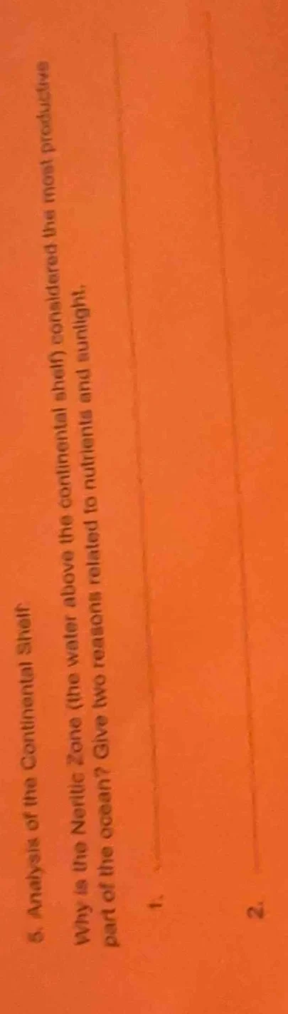 5. analysis of the continental shelf why is the neritic zone (the water…