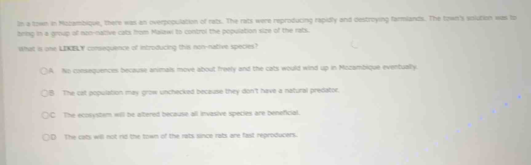 in a town in mozambique, there was an overpopulation of rats. the rats …